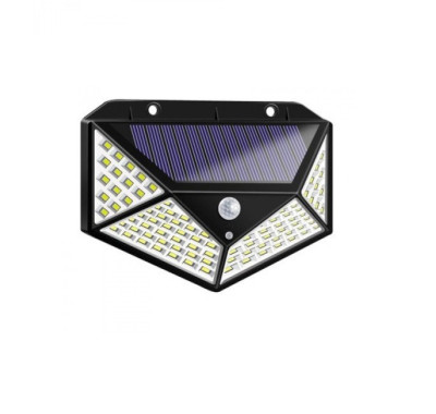 Lampa solara cu senzor de miscare, 100 LED, lumina alb/rece, negru foto