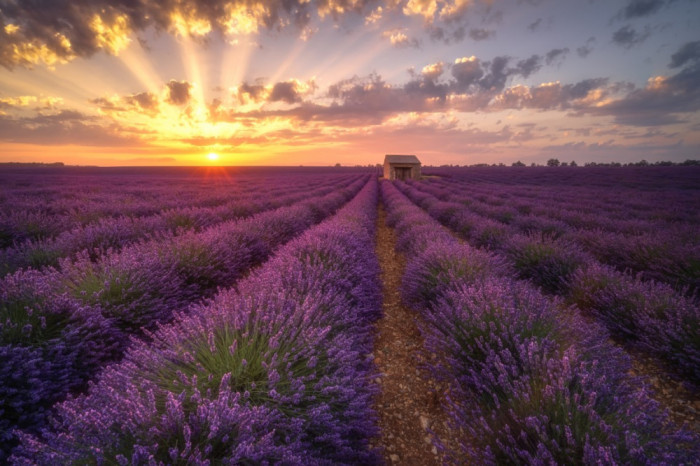 Fototapet Casa din lavanda, 300 x 250 cm