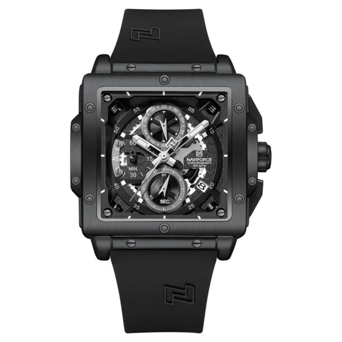 Ceas Barbati Naviforce 8064 Negru , Functii Multiple, Design Luxury, Cronometru, Rezistent la Apa 3ATM