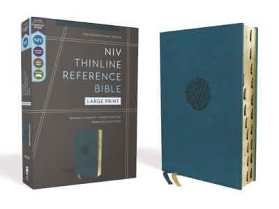 Niv, Thinline Reference Bible, Large Print, Leathersoft, Teal, Red Letter, Thumb Indexed, Comfort Print foto