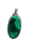 Pandantiv cu Malachit, fir metalic argintiu, Verde, 5 cm, RavariuArt