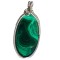 Pandantiv cu Malachit, fir metalic argintiu, Verde, 5 cm