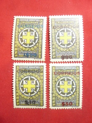 Serie mica Crucea de Oriente Mozambic 1926 supratipar Correios 4 val.sarn. foto
