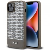 Husa MagSafe pentru Apple iPhone 15, DKNY, Printed Pattern Metal Logo, Maro