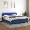 VidaXL Pat cu arcuri, saltea și LED, albastru, 180x200 cm, textil 3133099