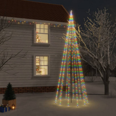 vidaXL Brad de Crăciun cu țăruș, 732 LED-uri, multicolor, 500 cm foto