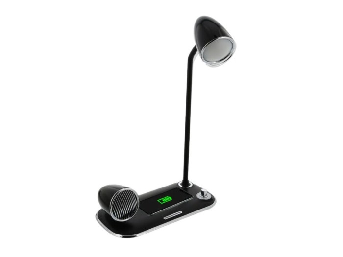 Incarcator wireless birou Tellur, 15W, Boxa Bluetooth 5W, Lampa de birou, Tellur Nostalgia, Negru