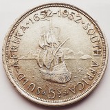 654 Africa de sud 5 Shillings 1952 George VI (Cape Town) km 41 argint