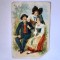 Felicitare rom&acirc;nească interbelică cu un bărbat și 2 femei