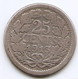 Olanda 25 Cents 1913 - Wilhelmina, Argint 3.575g/640, 19 mm KM-146 (2)
