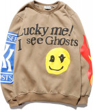 Kanye Lucky Me I Sees Ghosts Letter Pattern Print Crew Neck Sweatshirt Hip Ho