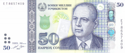 Bancnota Tadjikistan 50 Somoni 2021 - P26d UNC foto