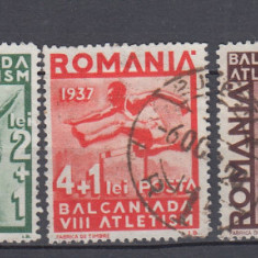ROMANIA 1937 LP 121 A 8-a BALCANIADA DE ATLETISM SERIE STAMPILATA