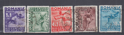 ROMANIA 1937 LP 121 A 8-a BALCANIADA DE ATLETISM SERIE STAMPILATA foto