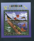 St. Kitts 2001 - Fauna din caraibe, animale, bloc neuzat