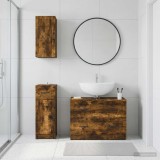 Cumpara ieftin Set de cabinet pentru baie cu 3 piese UTRECHT Stejar fumuriu