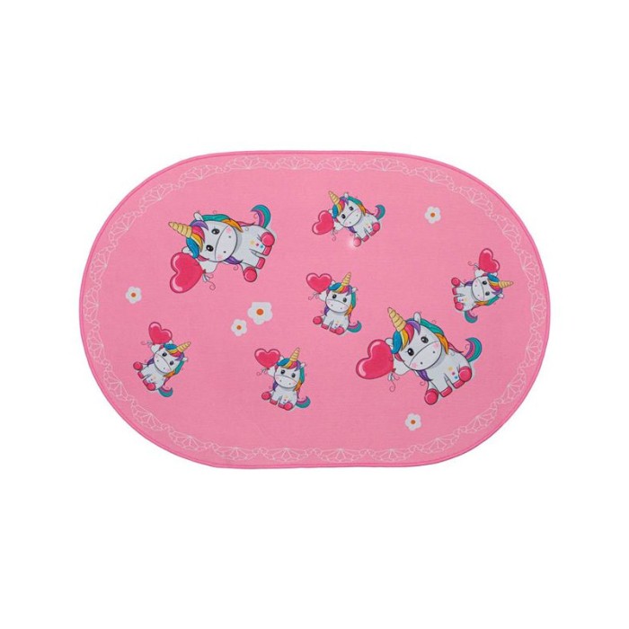 Covoras decorativ pentru copii, Unicorni Roz, 60x90 cm, ATU-084362
