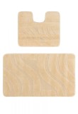 Set 2 Covorase Baie Model Symphony 2540, Marimi 50 x 80 40 x 50 cm, Bej, Antiderapant, Antialergic, Polipropilena