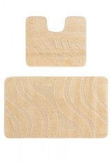 Set 2 Covorase Baie Model Symphony 2540, Marimi 50 x 80 40 x 50 cm, Bej, Antiderapant, Antialergic, Polipropilena