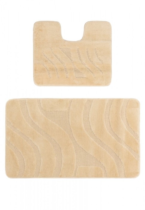 Set 2 Covorase Baie Model Symphony 2540, Marimi 50 x 80 40 x 50 cm, Bej, Antiderapant, Antialergic, Polipropilena