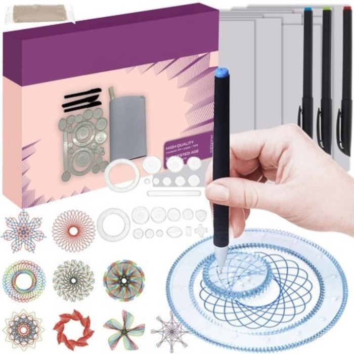 Set pentru desen, spirograf, sabloane transparente, 35 piese