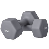 SPORTNOW Set de 2 Greutăți Hexagonale, Gantere cu Prindere Antiderapantă pentru Antrenament de Fitness Acasă, 28x10x10 cm, Gri | Aosom Romania