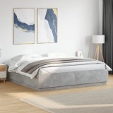 VidaXL Cadru de pat, gri beton, 200x200 cm, lemn prelucrat