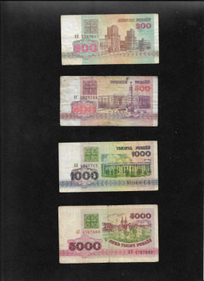 Rar! Set Belarus 200 + 500 + 1000 + 5000 ruble 1992! foto