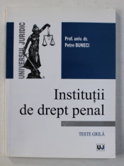 INSTITUTII DE DREPT PENAL , TESTE GRILA de PETRE BUNECI , 2007 foto