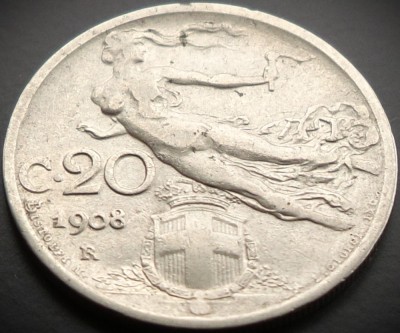 Moneda istorica 20 CENTESIMI - ITALIA, anul 1908 * cod 3277 = excelenta foto