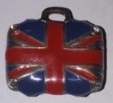 Pandant pandantiv vechi geamantan drapel Marea Britanie / cupru &amp; email &amp; pietre