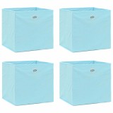 Cutii de depozitare, 4 buc., bleu, 32x32x32 cm, textil