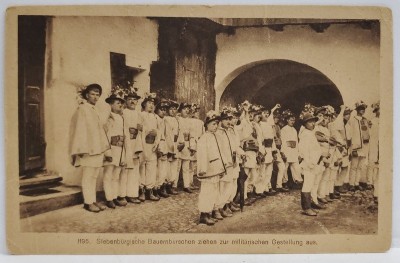 TARANI FERMIERI DIN TRANSILVANIA LA PREGATIREA PREMILITARA , CARTE POSTALA , PERIOADA INTERBELICA foto