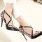 CH2293-99 Pantofi stiletto eleganti model animal print, cu barete in X, in fata