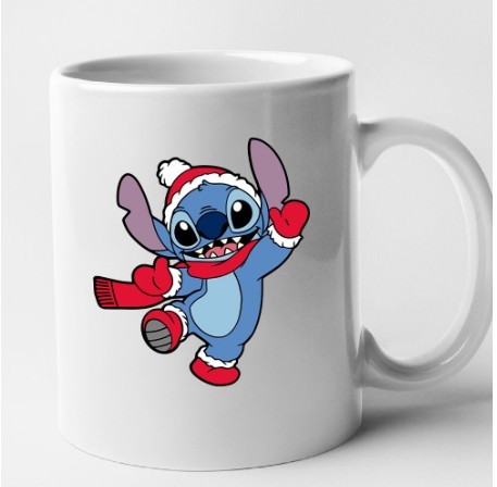 Cana alba personalizata Lilo si Stitch - Editie de Craciun model 10, INOVATIX&reg;. 330 ml