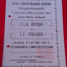 Program meci fotbal CS BOTOSANI - FC CONSTANTA (11.05.1980)