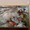 Tablou peisaj de iarna cu patinatori, Tablou clasic pictura ulei panza 99x76cm