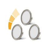 Set de 3 lumini LED pentru dulapuri, dimabile, 230V, 4W LED IP44 G4, spoturi &icirc;ncorporate de 15 mm pentru dulapuri plate
