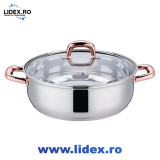 Cratita din Inox cu capac din sticla Grunberg GR6130, Diametru 30x10 cm, 6.6 L