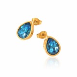 Cumpara ieftin Cercei placati cu aur Blue Drop