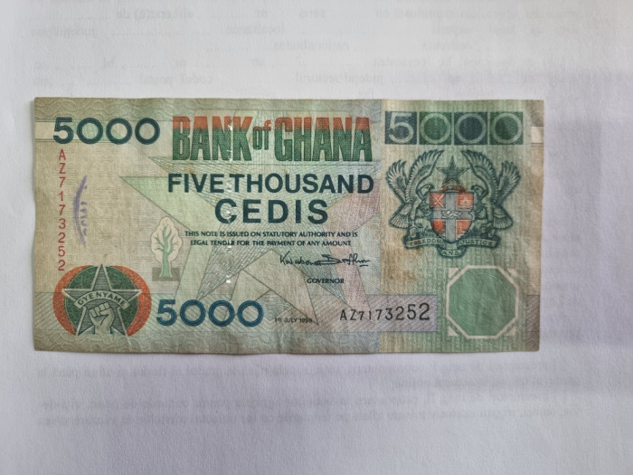bancnota ghana 5000c 1999