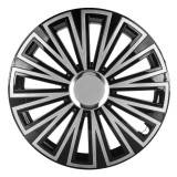 Capac roata auto Sunset 15 inch negru-argintiu pentru majoritatea modelelor cu jante din otel, reglare cerc, brand Leoplast