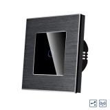 Intrerupator Simplu Cap Scara / Cruce cu Touch din Sticla si Rama de Aluminiu LUXION, RF433 SmartElectro IntelligentHouse