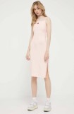 Tommy Jeans rochie culoarea roz, midi, mulată