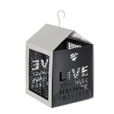 Felinar suspendabil metal alb negru 15x15x26 cm
