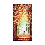 Tablou pictat manual living, dormitor, hol, Impreuna pe aleea vietii, 80x40cm ulei in cutit efect 3D, Magistral