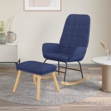 vidaXL Scaun balansoar cu taburet, albastru, material textil