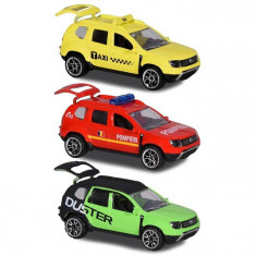 Set Majorette Dacia Duster Masina Taxi, Masina De Pompieri Si Masina Negru Cu Verde foto