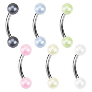 Inel spr&acirc;ncene - perle &icirc;n două culori - Dimensiune: 1,2 mm x 9 mm x 3 mm, Culoare Piercing: Verde Deschis-LG