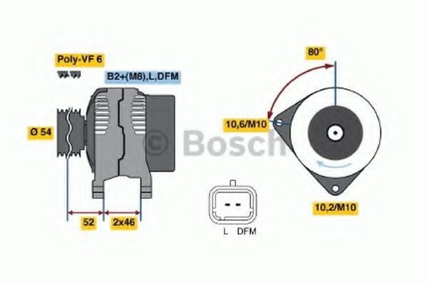 Generator / Alternator PEUGEOT 308 SW (2007 - 2016) BOSCH 0 986 046 240